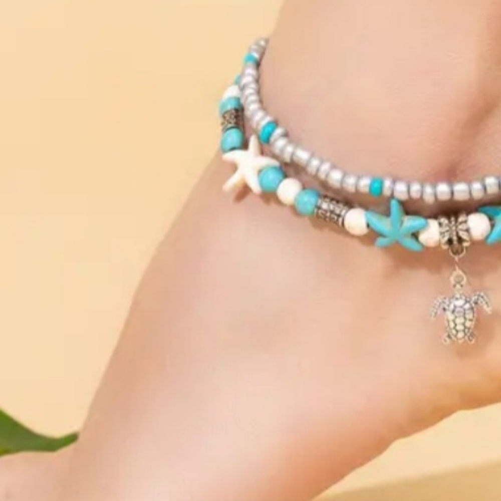 Adjustable Beaded Charm Anklet